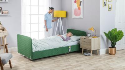 benefit|Nordbed4-846x476.jpg|The Invacare Nordbed Ultra Medical Bed with green cover