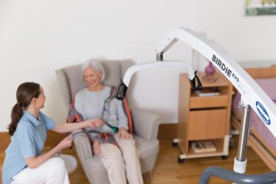 feature|608C5812_unedited_456.jpg|The Invacare Birdie Evo patient lifter